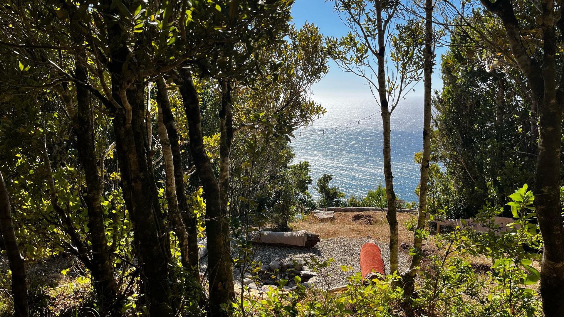 Instalaciones de Ko Glamping en bosque nativo de la Selva Valdiviana, frente al océano.